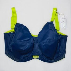 32J Elomi Energise Convertible Full-Figure Sports Bra Exercise Wired Navy Green